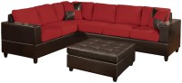 Bobkona Trenton 2-Piece Sectional Sofa with Accent Pillows, Red